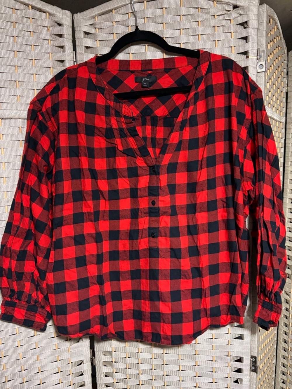 J. Crew Red and Black Buffalo Plaid Blouse